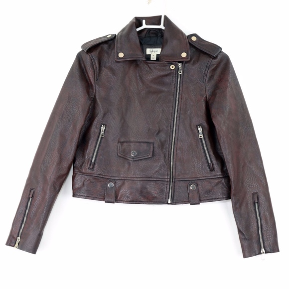 style and co faux leather moto jacket